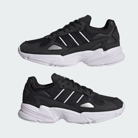 NIB Adidas Falcon Women's 7.5 Core Black White Chunky Retro Sneakers IG8301 - Picture 8 of 16